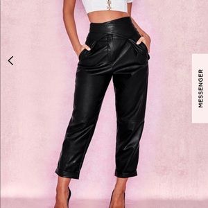 Adelphi (BLACK VEGAN LEATHER WRAP BELT TROUSERS)